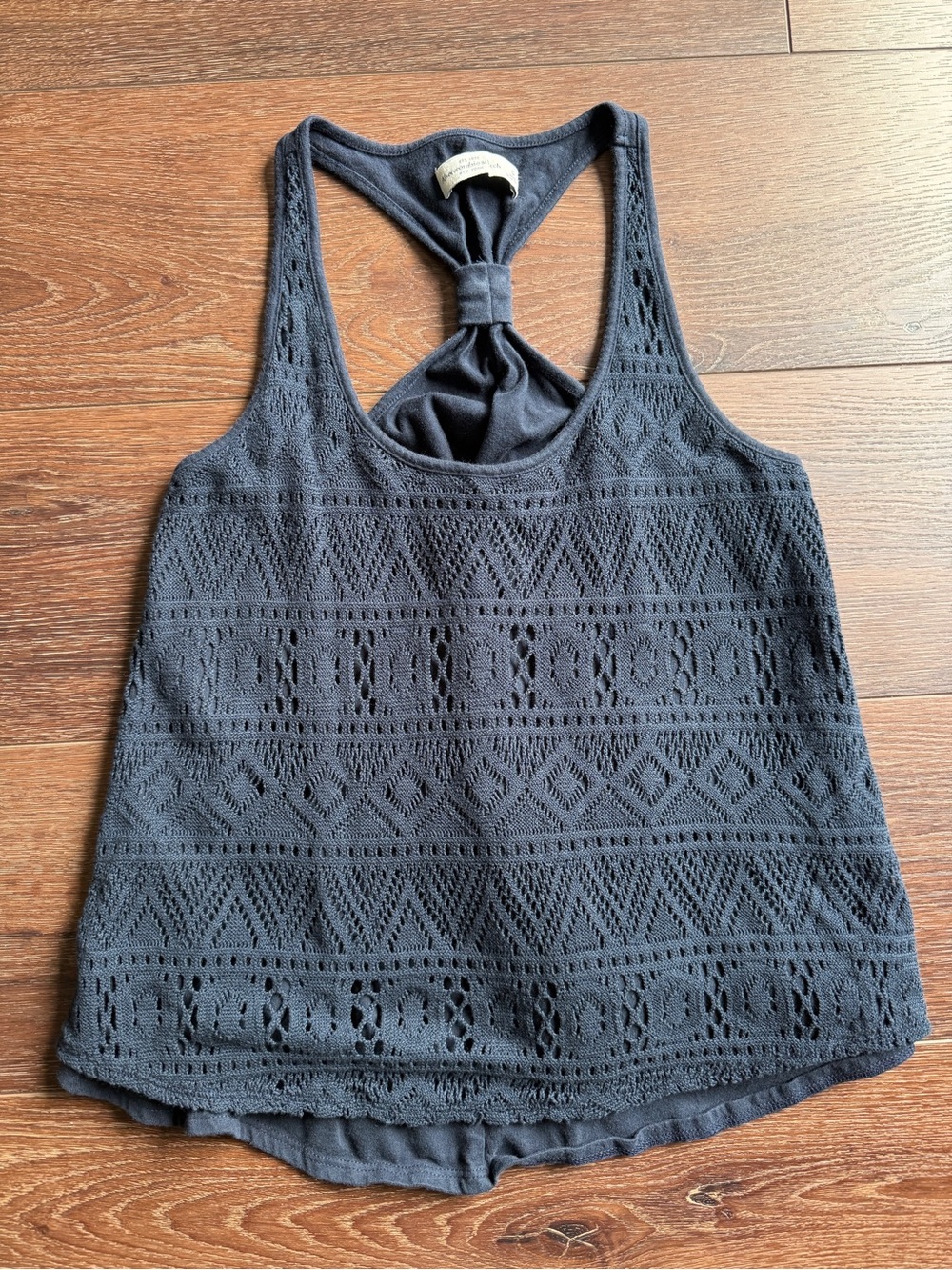 Abercrombie & Fitch Navy Knit Racerback Tank with Twisted Back